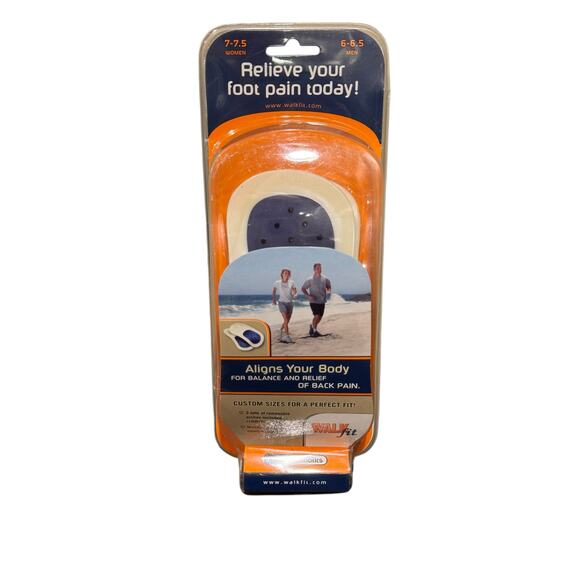 WalkFit Blue Orthotics for Balance & Relief Insert Insoles Women 7-7.5 Men 6-6.5 - Picture 1 of 6